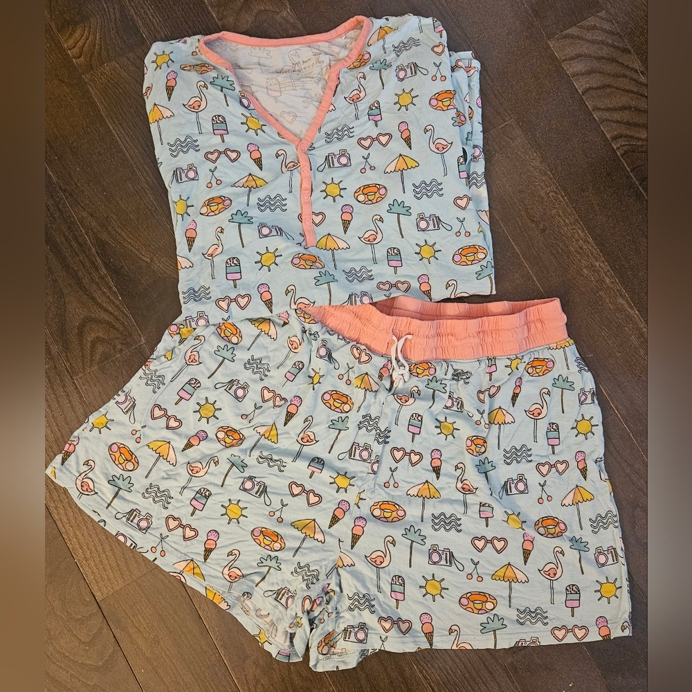 Little Sleepies Pool Days Shorts Pajama Set Womens XL